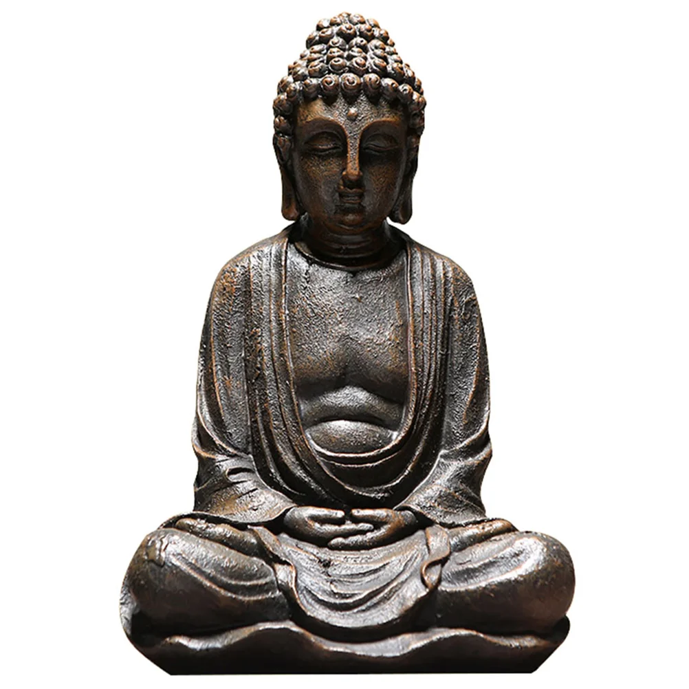 

Sakyamuni Statue Resin Sitting Figurine Meditating Sculpture Ornament for Meditation Yoga Zen Journey Worship Home Decor