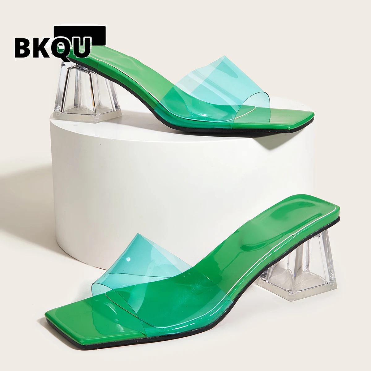 

BKQU 2022 Summer Thick heel Slippers Sexy Women toes Dress Party Shoes Outdoor Slides fashion shoes sandals slippers women