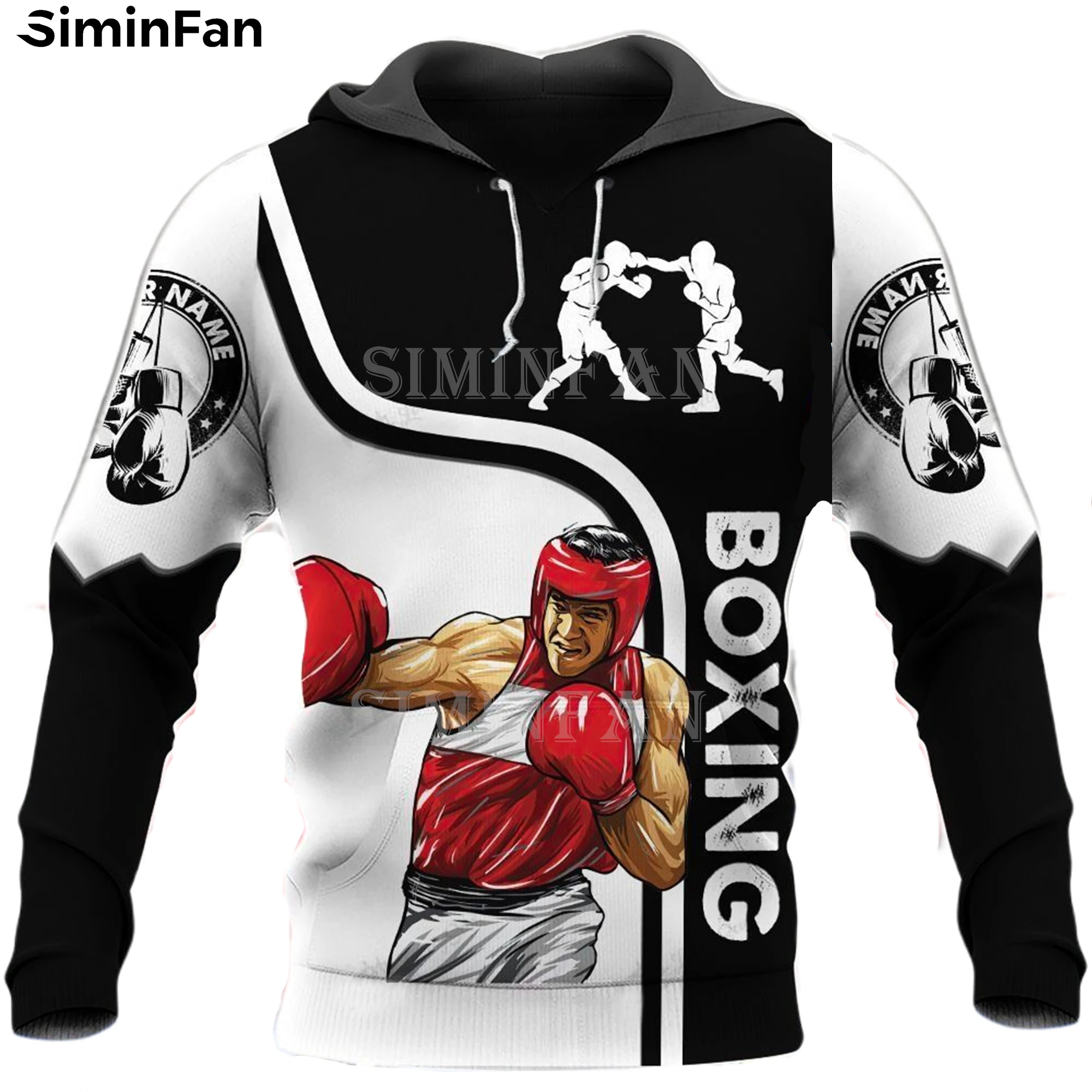 

Боксерская Толстовка для влюбленных с 3D принтом Мужская черная белая куртка на молнии пуловер с капюшоном Повседневный Свитшот унисекс осенний спортивный костюм женское пальто