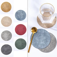 1pc pu leather coaster waterproof heat resistant round cup coaster cup mat tableware insulation mat bowl placemat home decor