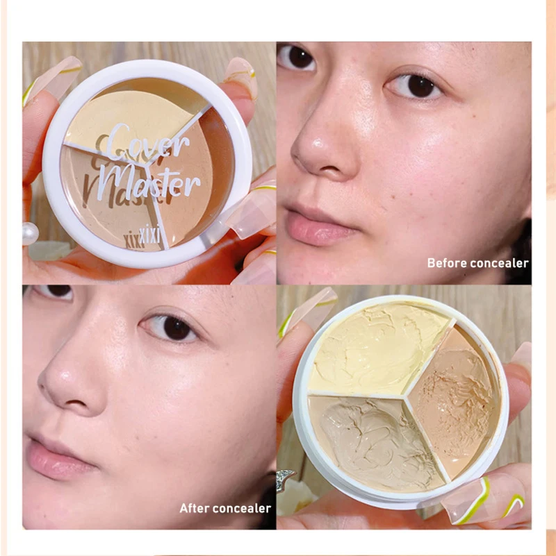 

3-Color Concealer Palette Face Concealer Full Coverage Makeup Foundation Base Palette Shading Highlighter Moisturize Cometics