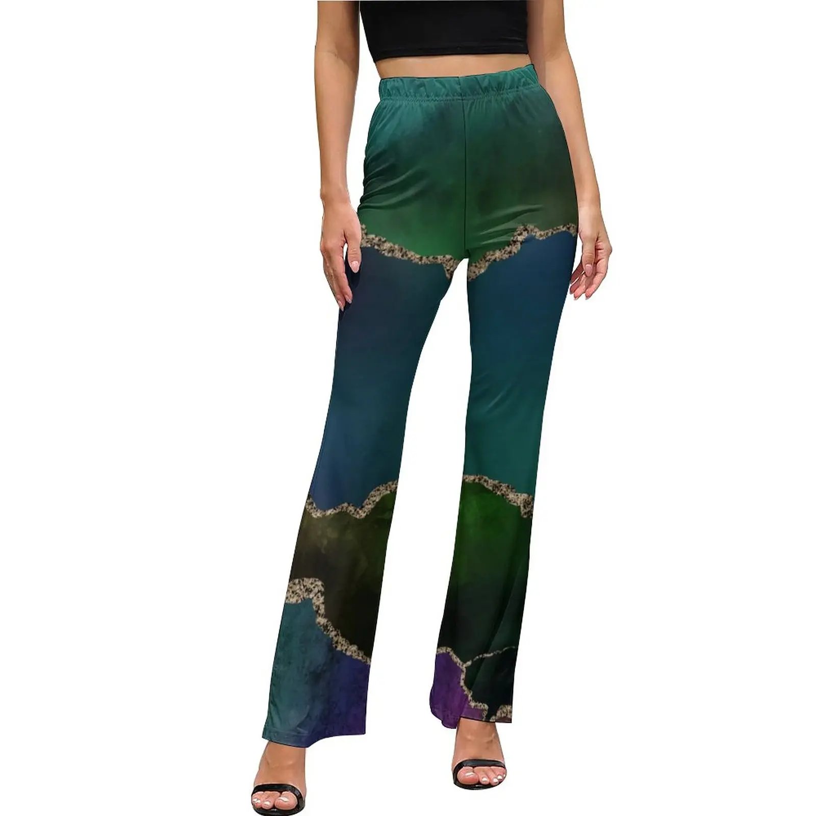 

Golden Marble Pants High Waist Edgy Agate Print Aesthetic Flare Pants Summer Casual Pattern Oversize Trousers