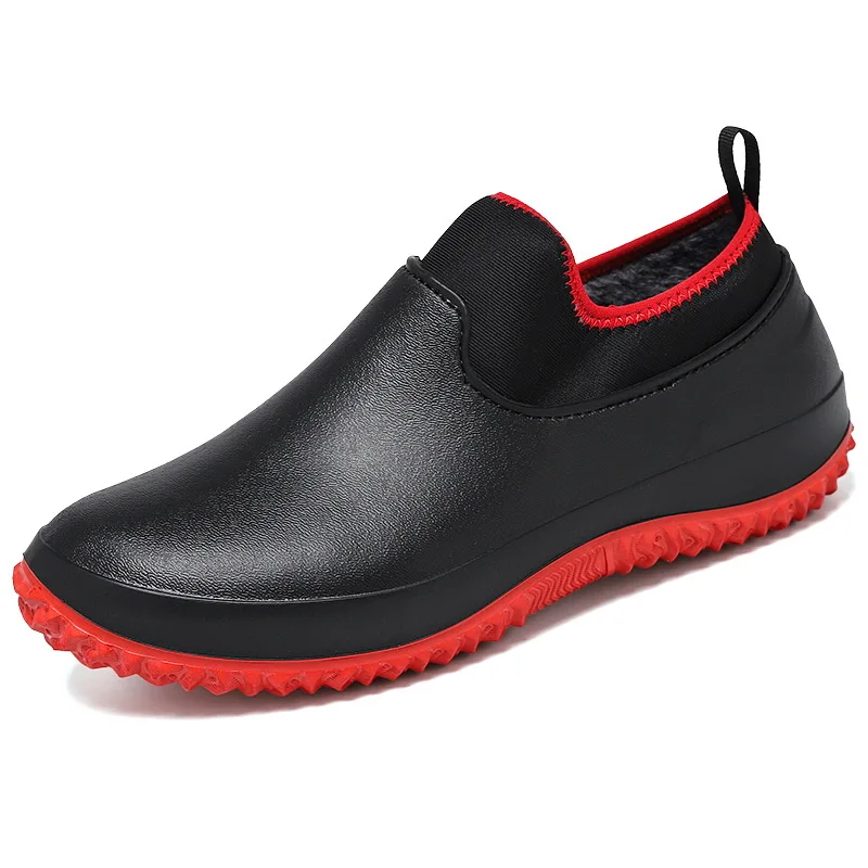 Men Rain Boots Ankle Platform Boots Fashion Non-Slip Waterproof Rubber Booties Male Slip-on Rain Shoes Car Wash Kitchen Galoshes