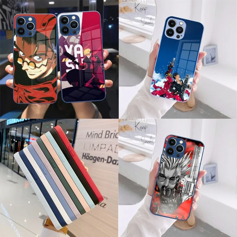 TriGun Stampede Wolfwood чехол для телефона темно-синее стекло для IPhone 13 14 12 11 Pro XS Max Plus Mini X XR 8 7 6s SE2020 чехол