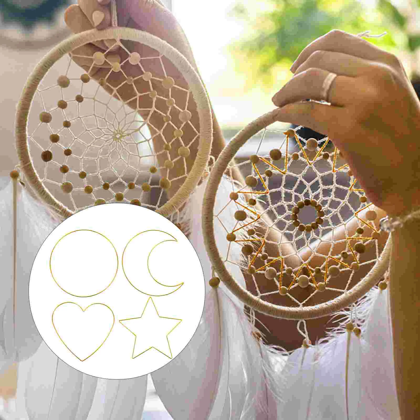 4 шт. кулон Ловец снов золотые кольца рамка макраме ремесло круглый обруч DIY венок
