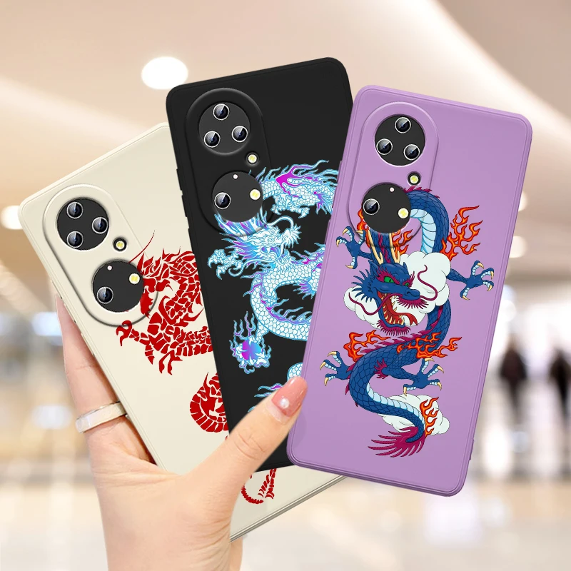 Злой древний дракон для Huawei P50 P40 P30 P20 Lite E P Smart 2021 Pro 2019 Plus Z искусственный жидкий