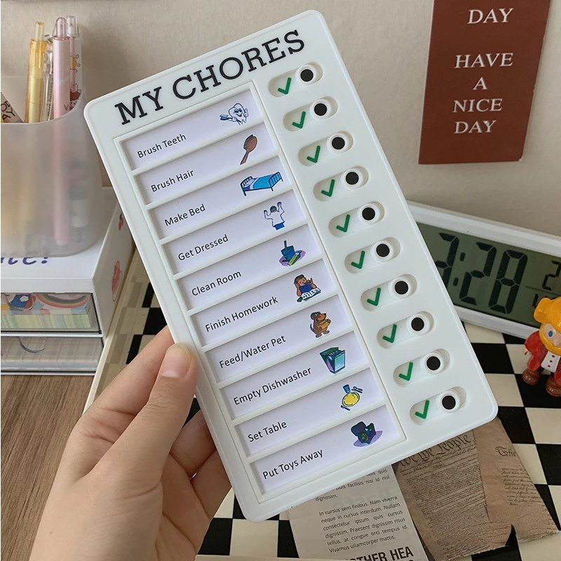 

Plastic Memo Plan Board Detchable Reusable My Chores RV Chicklist Self Discipline Device Children's Good Habits Management Plan