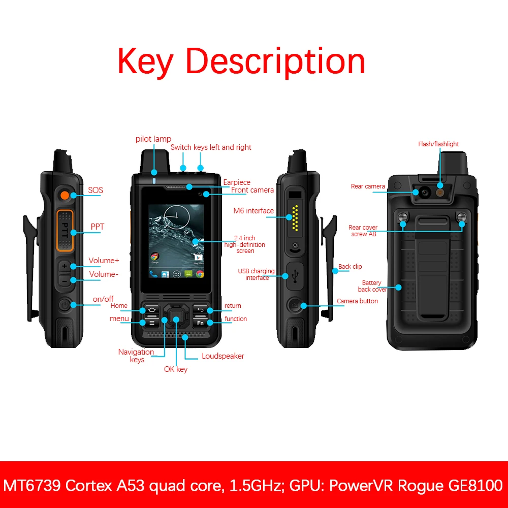 UNIWA B8000 Android 8.1 Walkie Talkie IP68 Waterproof MobilePhone MT6739 4G LTE Quad Core Smartphone POC Zello Cellphone 4000mAh