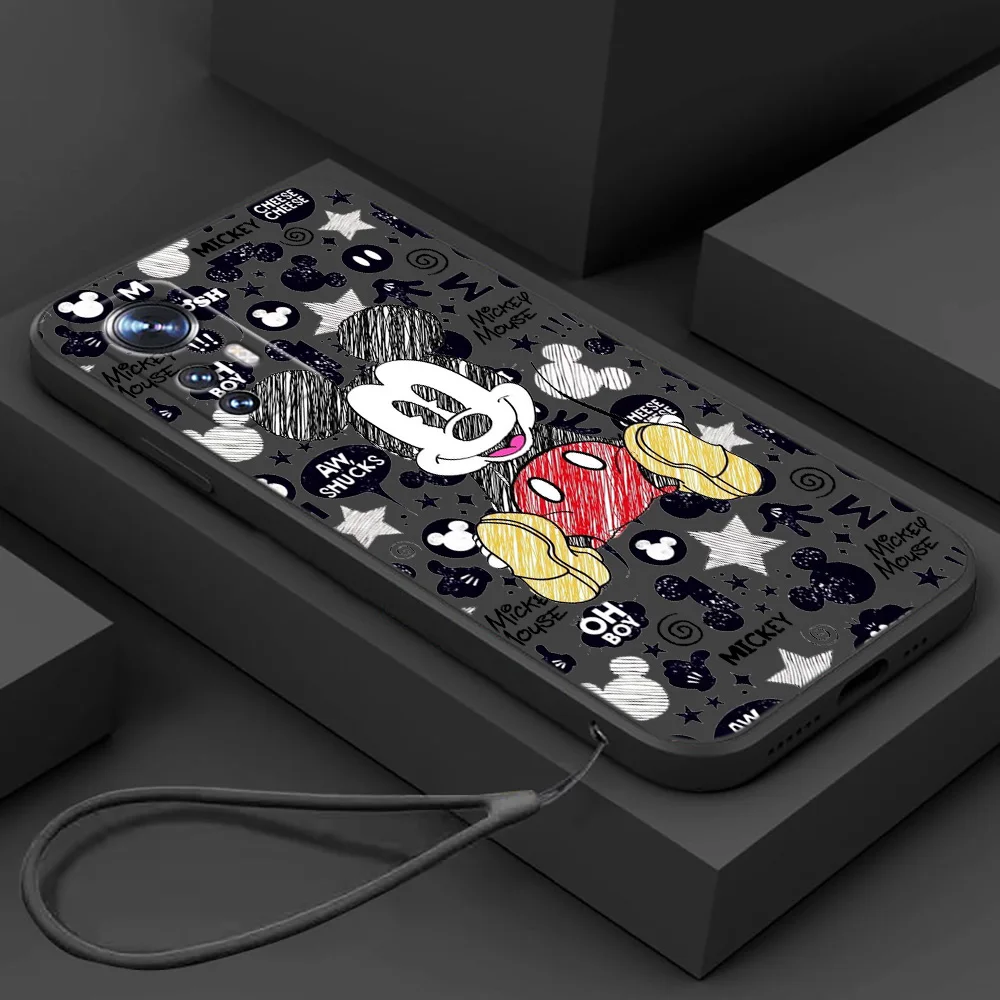 

Mickey Mouse Anime Phone Case For Xiaomi Mi 12T 12S 12 11T 11 10T 10S 10 9 Ultra Lite Pro Liquid Rope Funda Cover