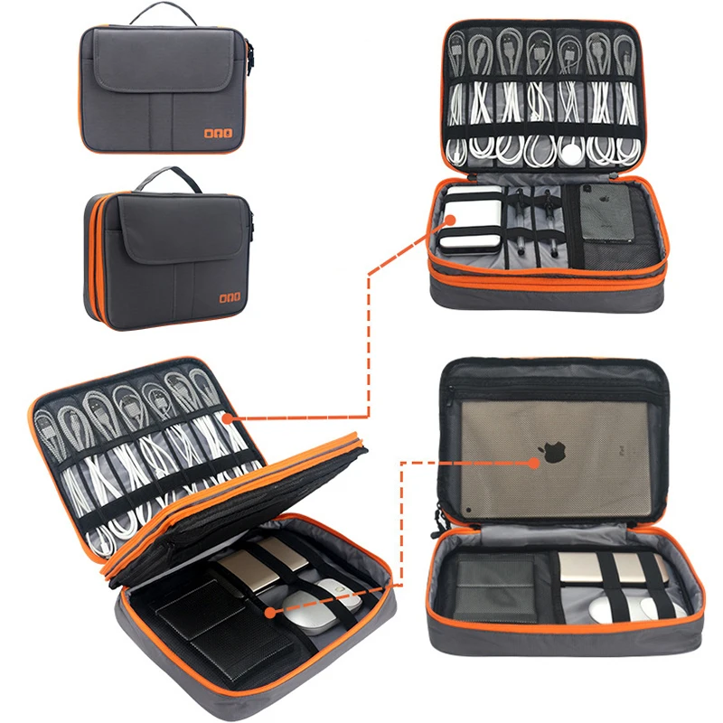 

Portable Cable Travel Organizer Bag USB Data Cable Double-layer Zipper Storage Bags Charger Wire Mobile Phone Storage Handbags