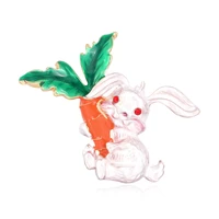 tulx cute rabbit brooches animal bunny carrot enamel metal pins for women coat shirt bag jackets collar lapel badge