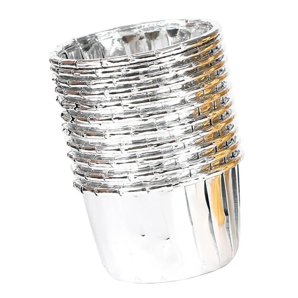 

50pcs Cupcake Cups Double-Sided Aluminum Foil Disposable Muffin Liners Little Pudding Cups