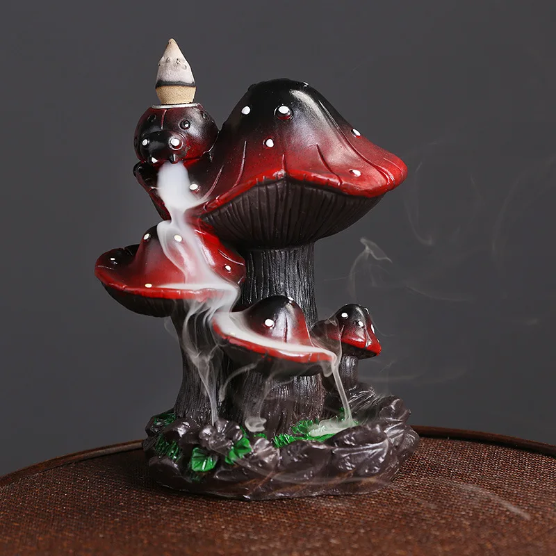 

Resin Backflow Censer Home Decor Creative Mushroom Backflow Aroma Burner Decorative Statue