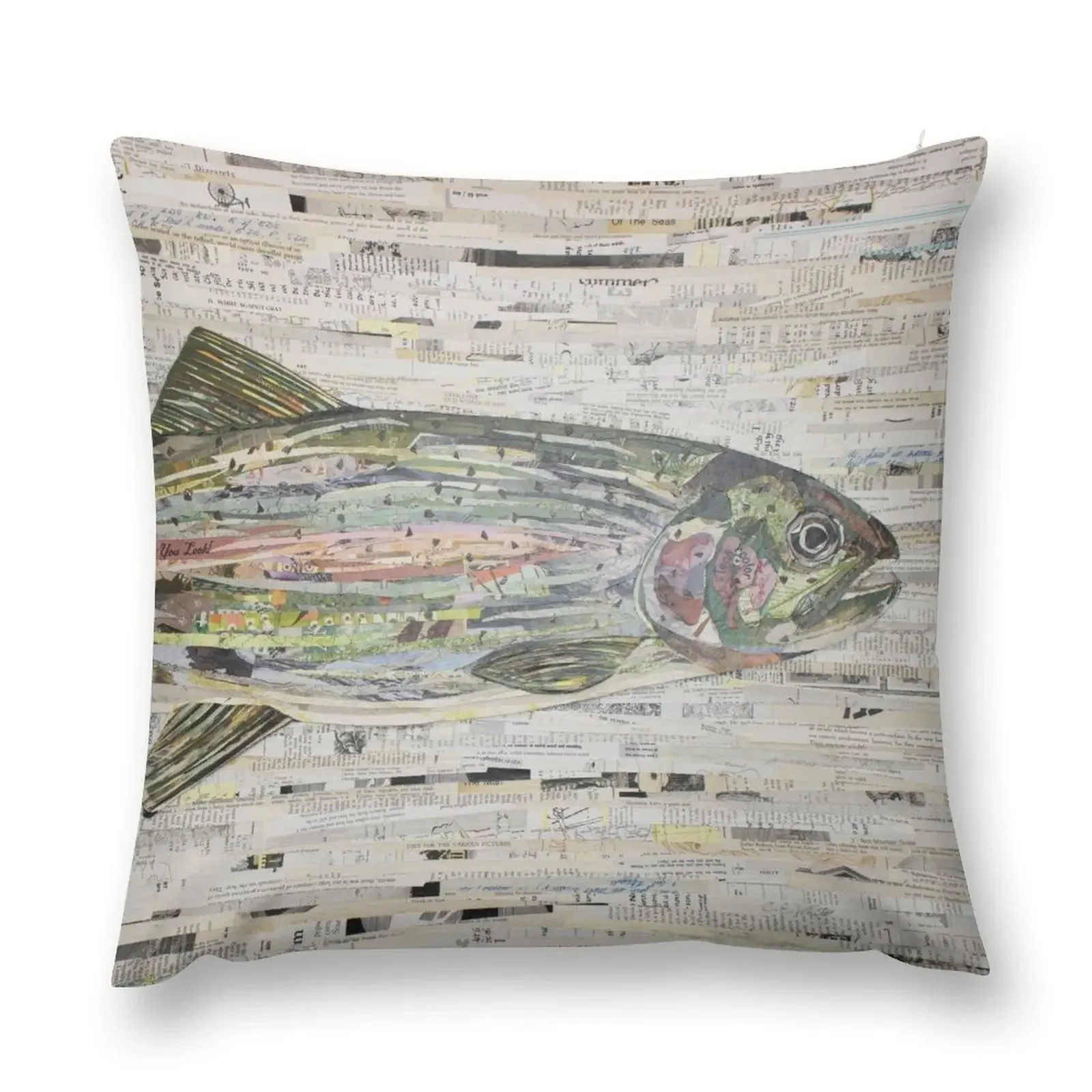 Коллаж из радужной форели от C.E. Белая (v3) декоративная подушка для рыбалки