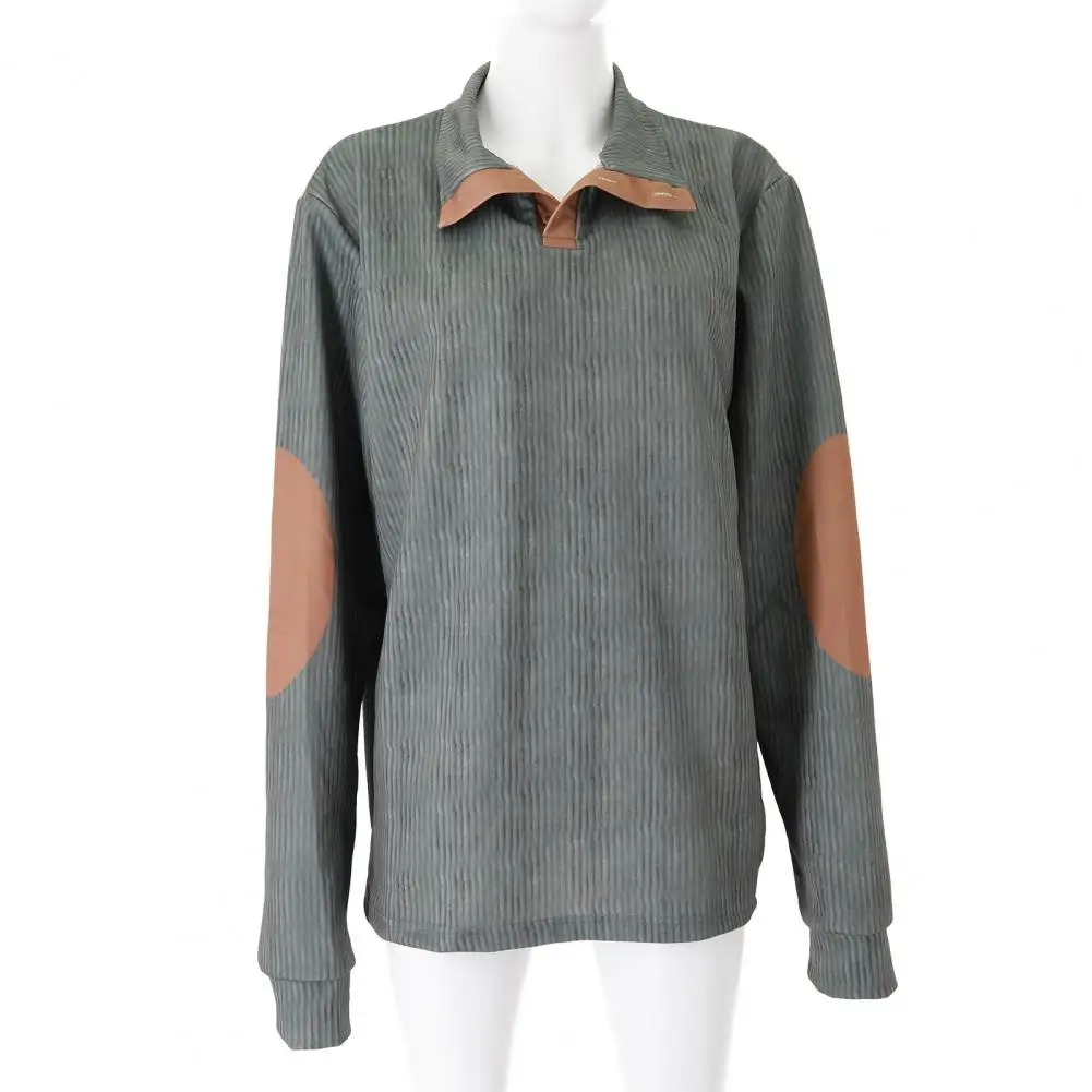 

Men Spring Shirt Vintage Loose Pullover Men's Stand Collar Sweatshirt with Contrast Color Patchwork Soft Breathable for Fall