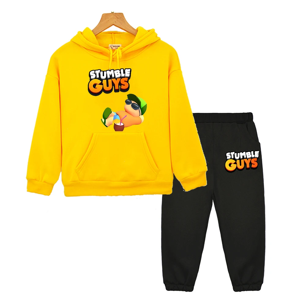 

Autumn Hooded Sets Stumble Guys Game Kawaii sweatshirt kids boutique clothes Fleece Jacket pullover anime hoodie boys girls Sets