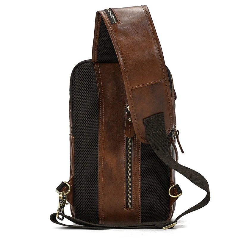 Men's Genuine Leather Bags New Crossbody Bags For Men High Capacity Shoulder Bags 2022 Casual Chest Bag Cow Leather Sling Bag