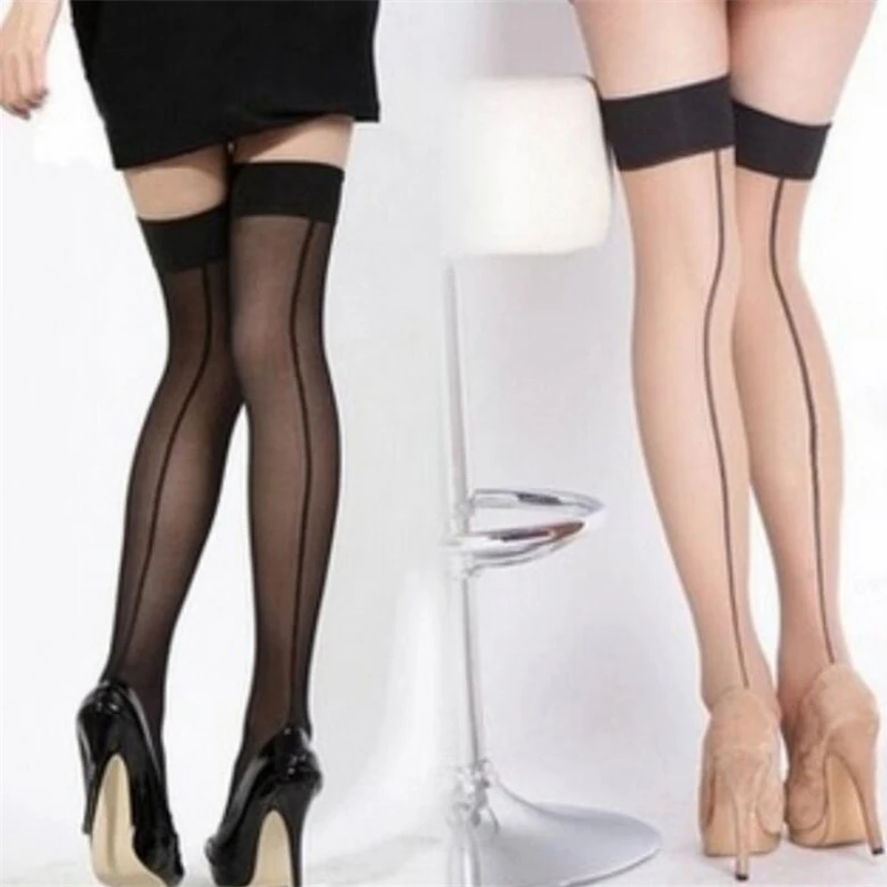 

Пикантные женские чулки из швов 5D, черные шелковые чулки до бедра, Эротическое нижнее белье, Клубные носки, Чулочные изделия, женские чулки