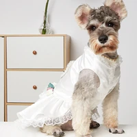 pet dog clothes wedding dress pearl love dress dog dress white yarn pet supplies universal for cats and dogs
