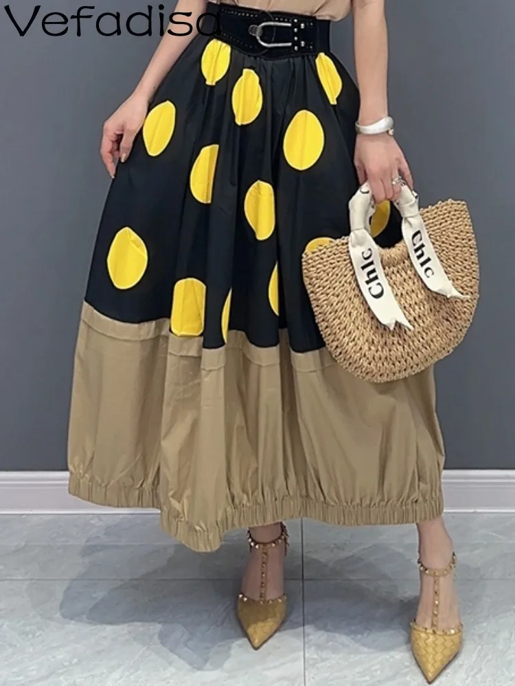 

Vefadisa 2023 Summer New Korean Style Casual Colorful Dot Cute One Piece Skirt Women Fashion Patchwork Female Skirt ZXF230B