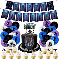 Black Panther Theme Party Decorations Hero Balloon Banner Cake Toppers Latex Balloons Kids Boy Birthday Party Baby Shower