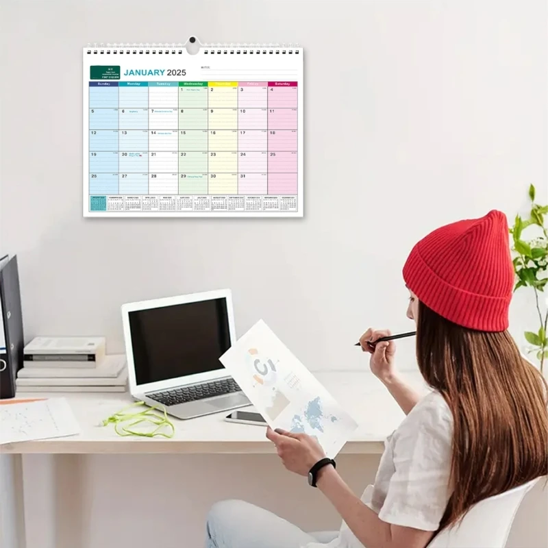 Подвесной календарь A9LC Настенный на 2025 год Еженедельный планировщик Английское