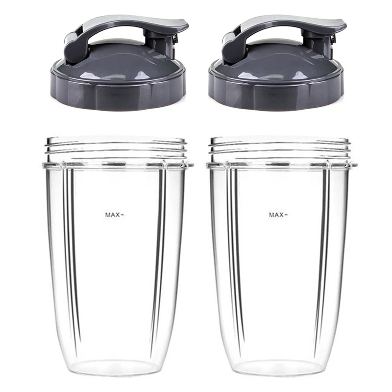 

24Oz Cups Set With Flip Top To Go Lid For Nutri 600W 900W Blender Juicer Mixer Replacement Parts