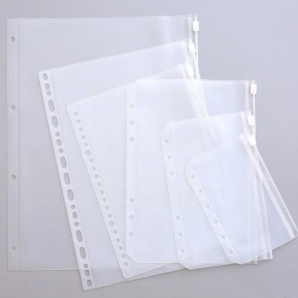 

A5/A6/A7/B5 Frosted PVC storage bag transparent Loose bag document Product Filing Organizer zipper Leaf Binder P6R3