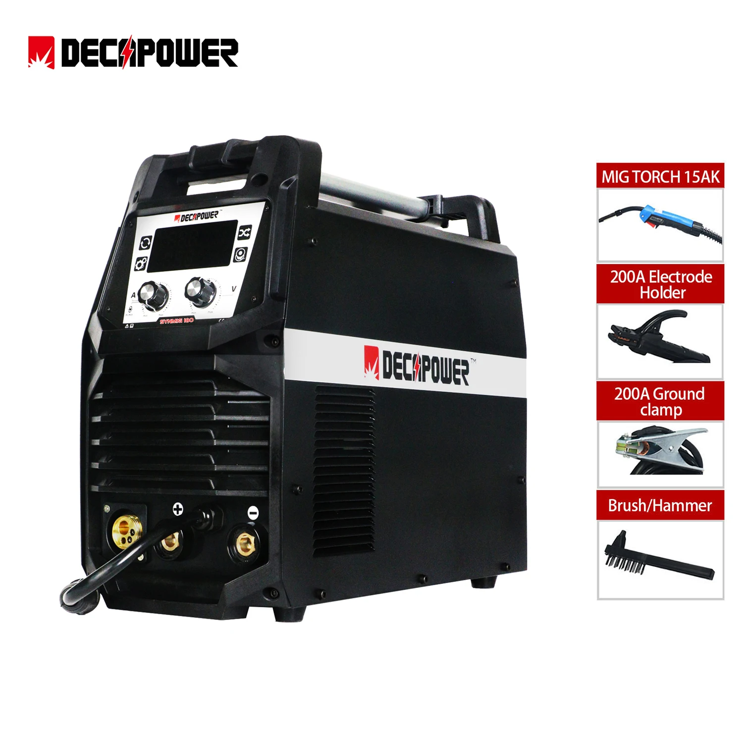 Decapower SYNMIG 180 Amps Semi-Automatic MMA TIG MIG MAG Welder 4 IN 1 for Gas Gasless Flux MIG Welding Machine