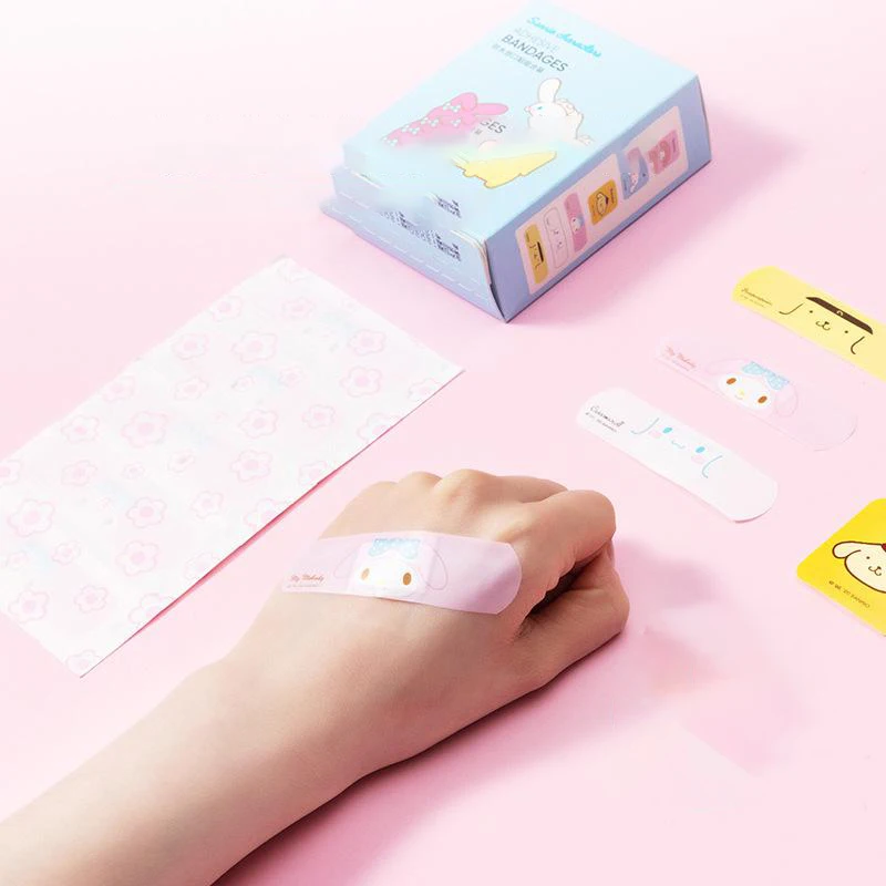 

40Pcs Sanrio Band-Aid Hello Kitty My Melody Pompompurin Cute Cartoon of Waterproof Hemostatic Band-Aid Breathable Wear Feet