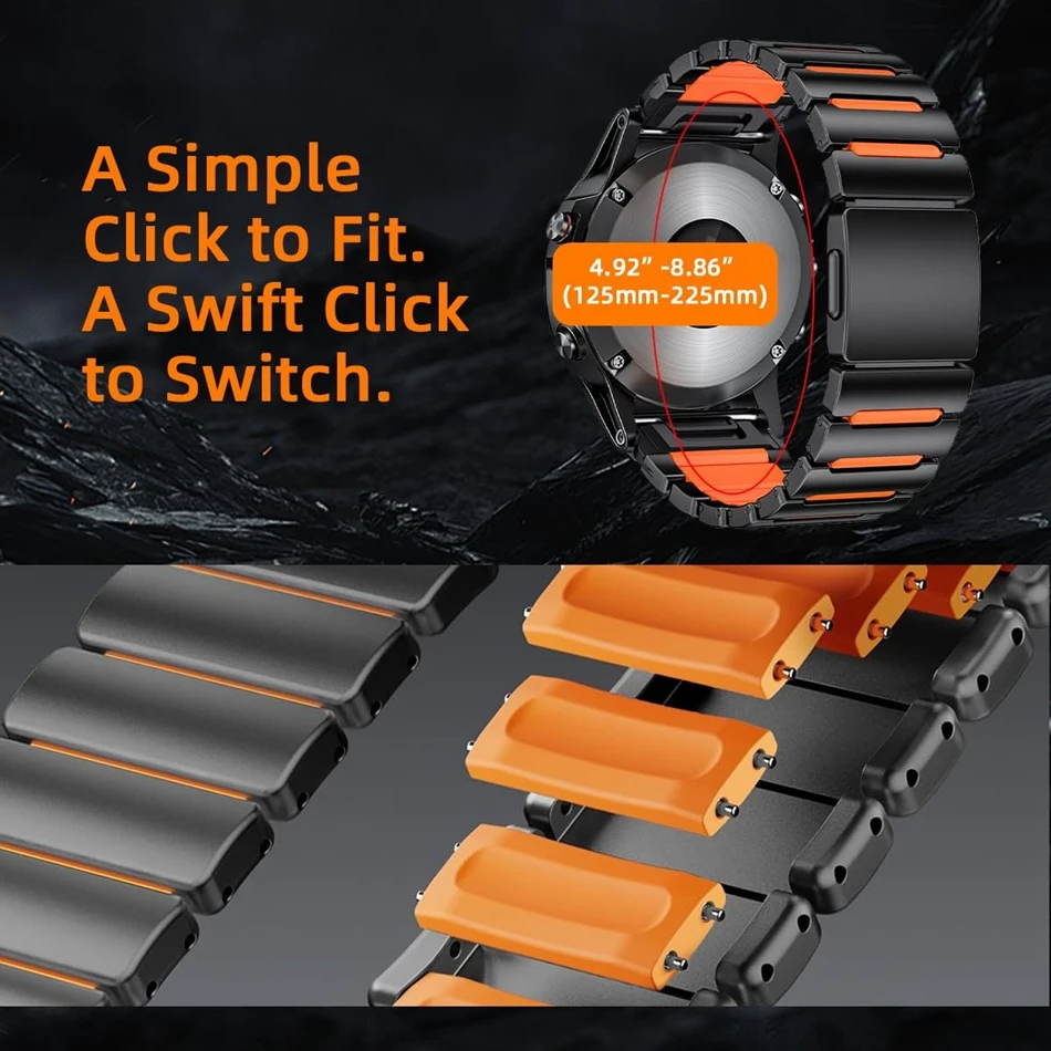 Фото Титановый ремешок для часов Garmin Fenix Tactix 8 7 6 5 X Pro Plus Epix Gen 2 3 Forerunner 955 970, силиконовый магнитный ремешок для мужчин и женщин №3