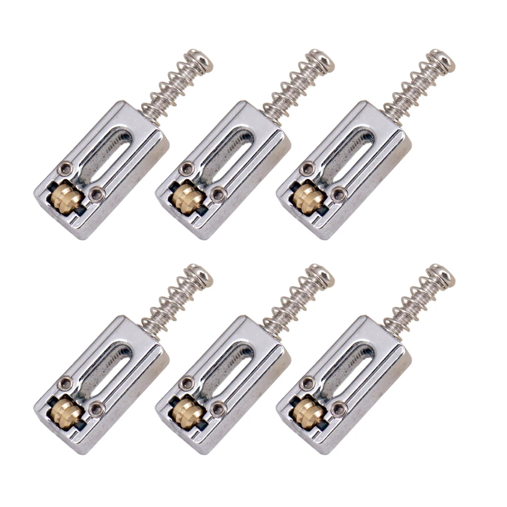 

6 Pcs Roller Bridge Tremolo Saddles For Strat TL Electric Guitar Chrome Color Guitar Bridge Ball String Saddle Replacement