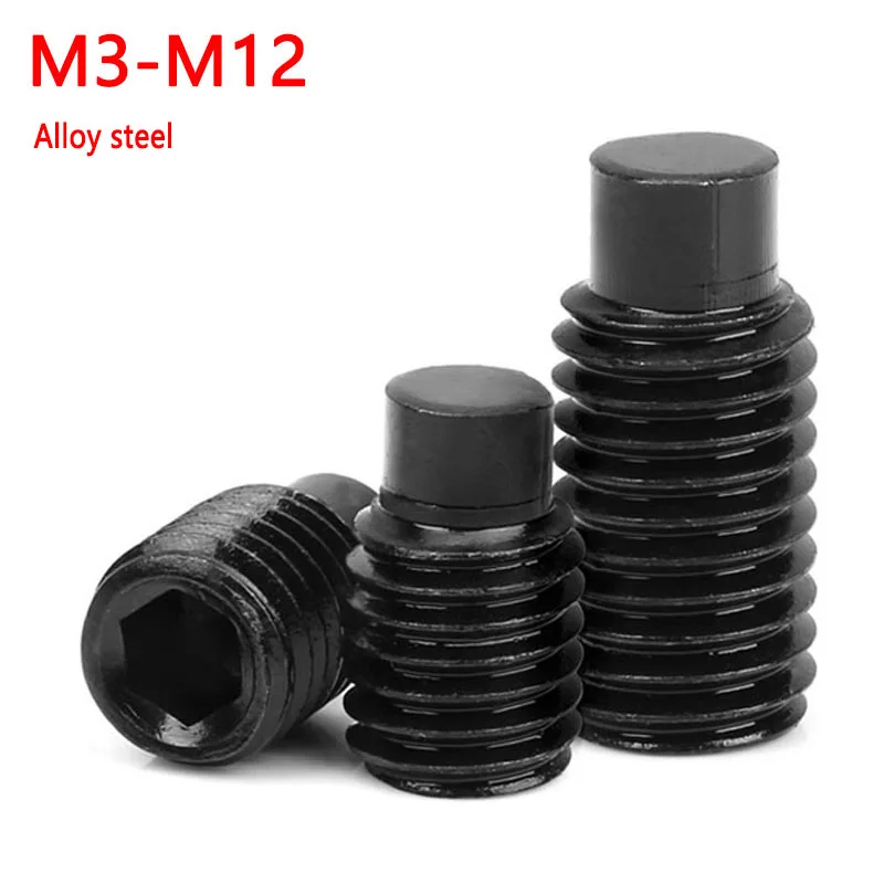 

M3 M4 M5 M6 M8 M10 M12 Black Grade 12.9 Steel Hex Hexagon Socket Set Screw with Dog Point Grub Convex End Bolt Length: 3mm-50mm