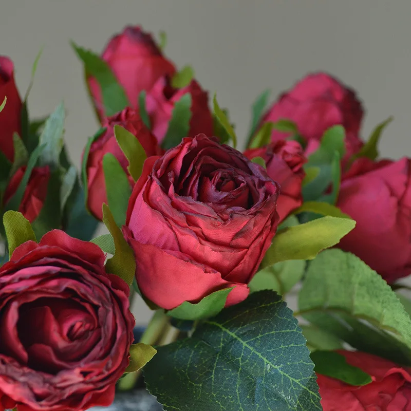 30 см искусственные края на гриле винтажная цветочная композиция 11 головок розы