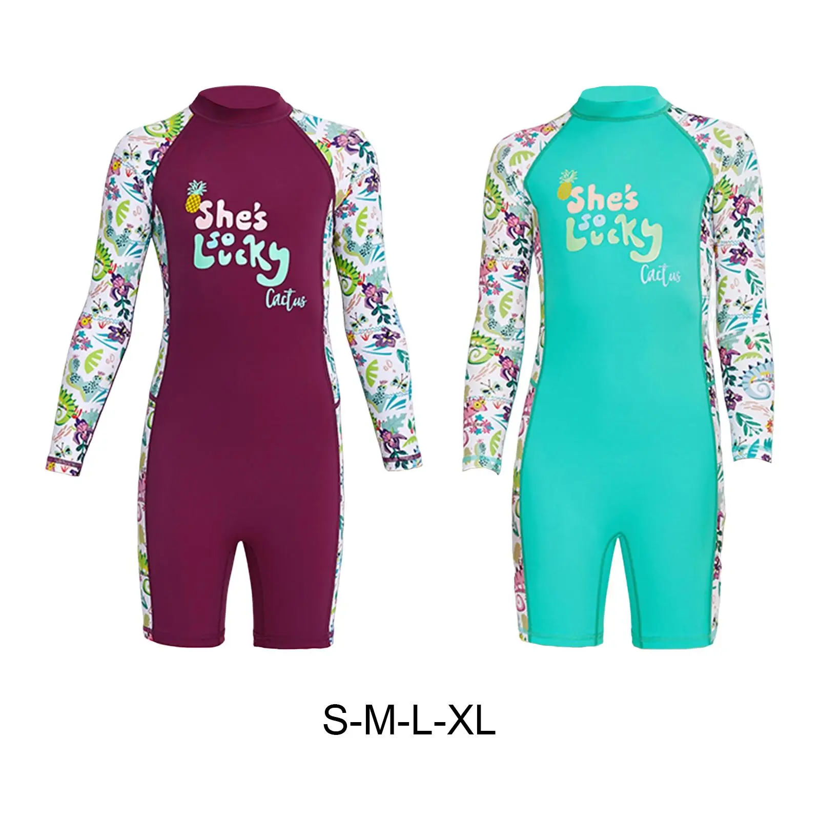 

Kid Wetsuit Sun Protection Girls Swimsuit for Outdoor Swimming