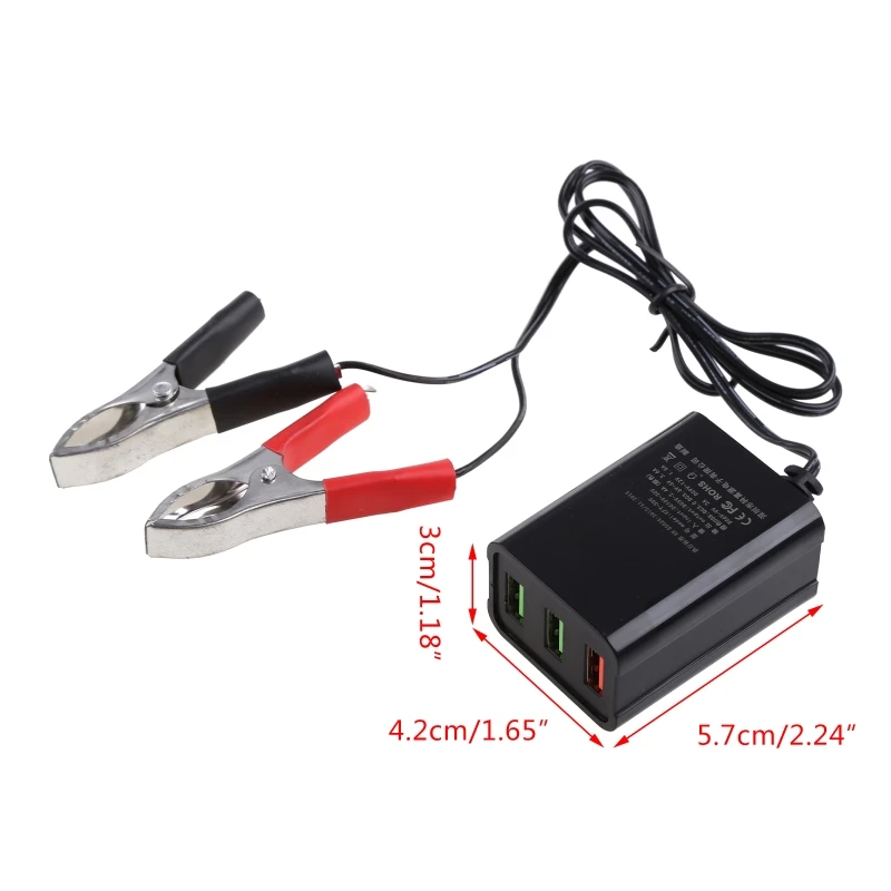 Y1UB 12-24 В QC3.0 USB-адаптер зарядного устройства с зажимом для аккумулятора 3 порта