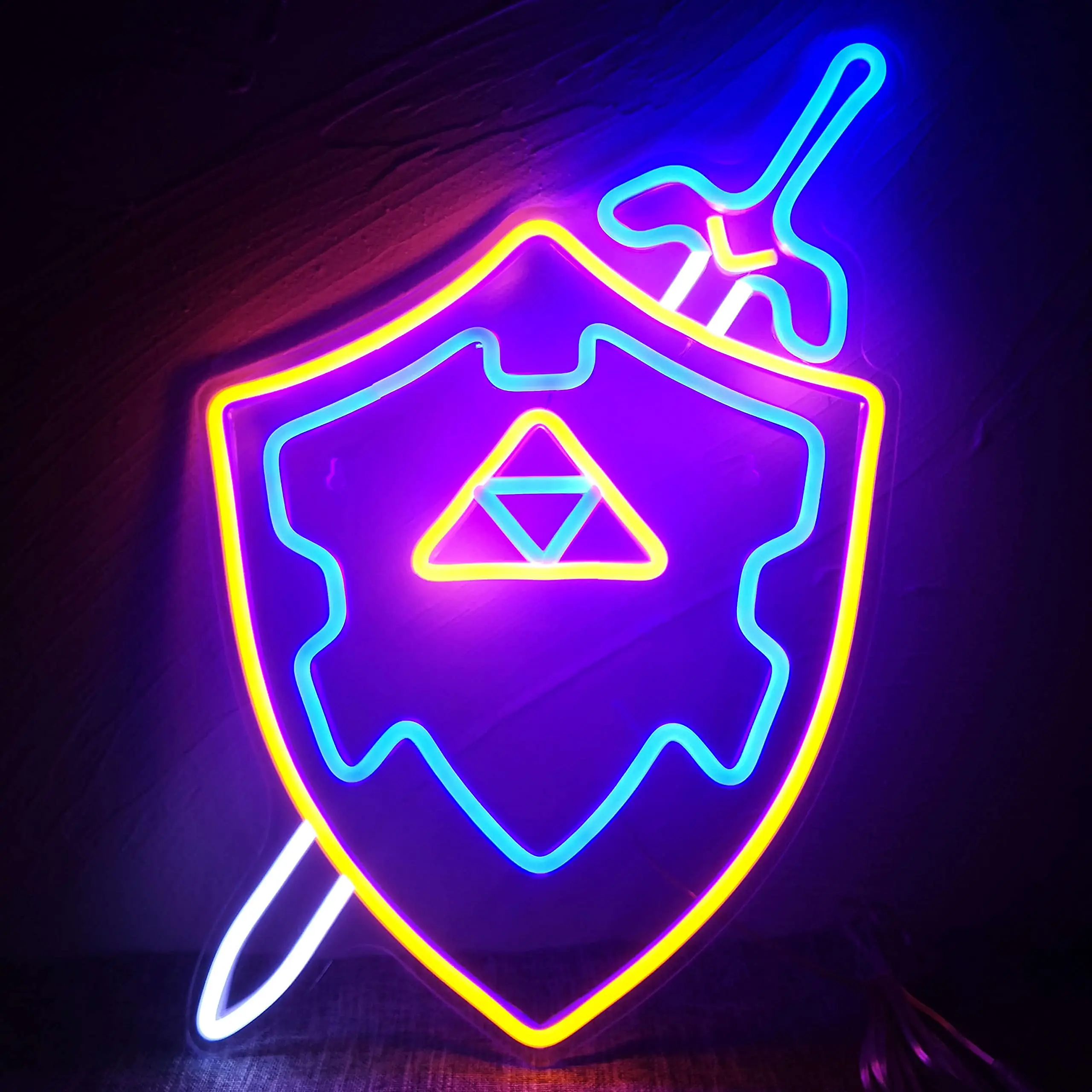 

Neon Sign Sword Shield Master Cool Game Room Decor Gaming Light Sword LED Signs Gamer Gifts for Teen Boys（16.5x11.8in）