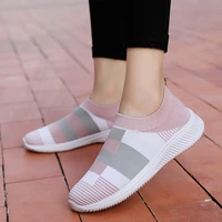 women casual vulcanized shoes knitted sneakers female new plat shoes mix color slip on breathable mesh shoes zapatillas de mujer