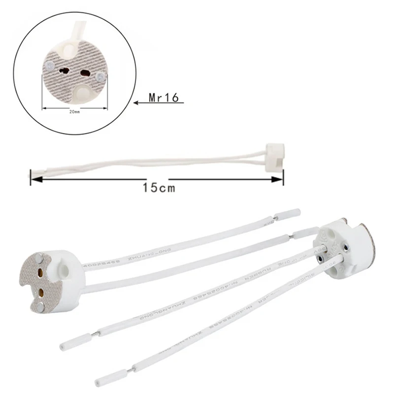 

5pcs G5.3 GU5.3 MR16 Lamp Holder Bulb Base With Wire Ceramic Halogen Socket Pottery Connector Держатель Для Лампы מנורה עומדת