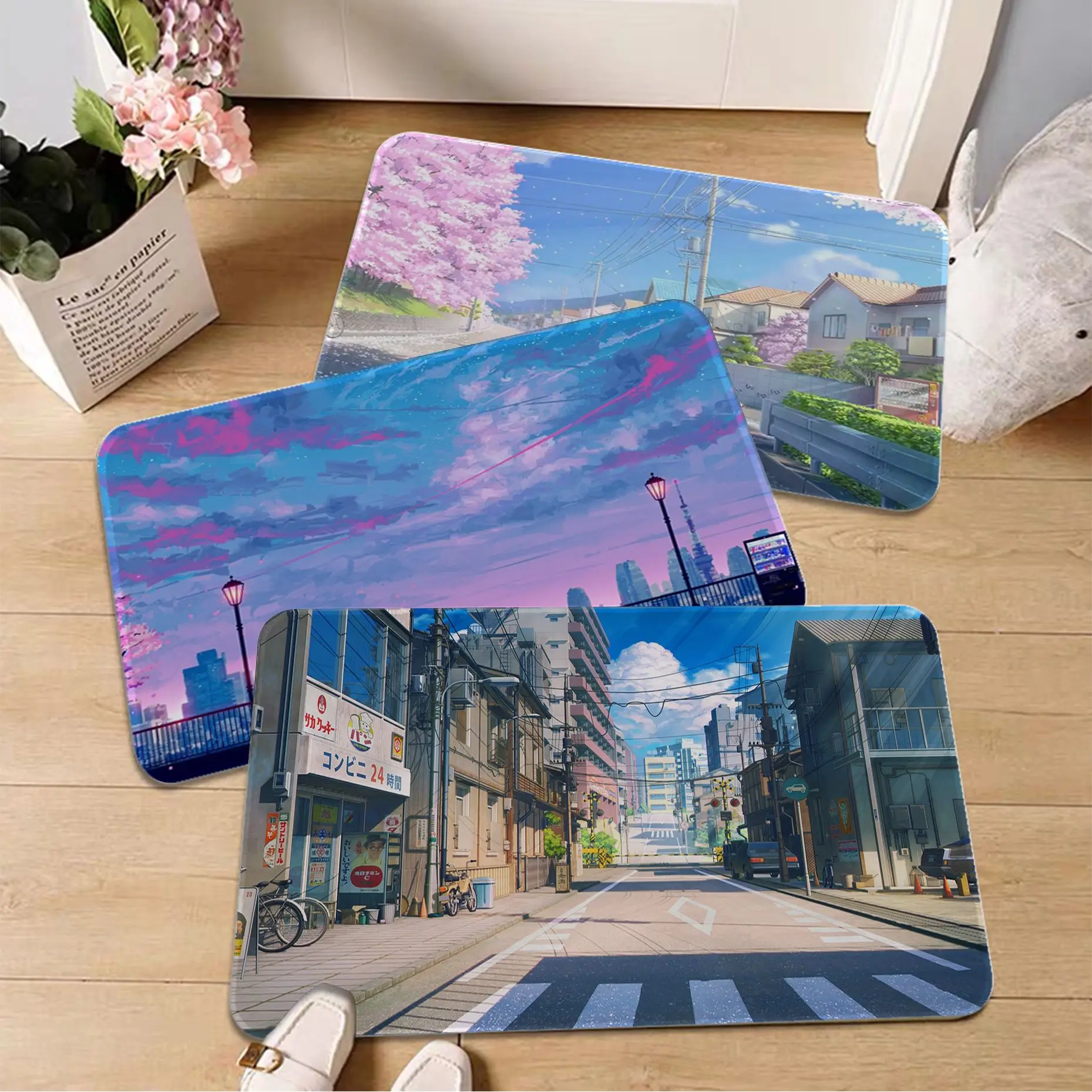 

Japanese Street Entrance Door Mat Nordic Style Bedroom Living Room Doormat Home Balcony Anti-Slip Hotel Decor Mat