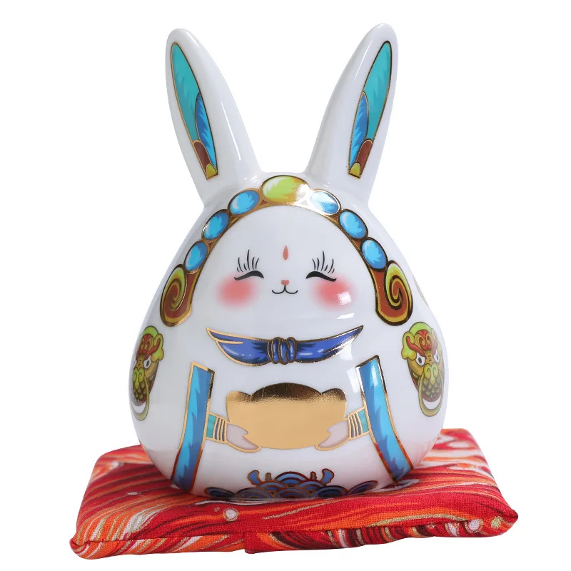 Новогодняя керамическая копилка в виде кролика украшение для дома и гостиной