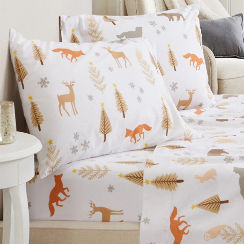 

Turkish Cotton Printed Flannel Sheet Set (Twin, Roaming Animals)