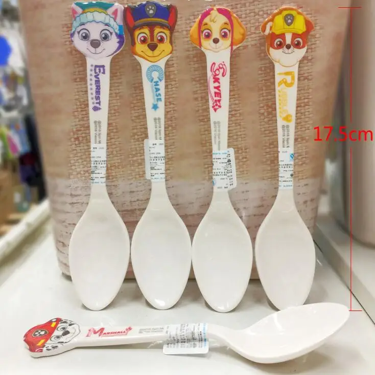 2pcs/set Genuine Paw patrol 17.5cm Chase Skye Marshall Everest Baby Spoon Set Scoop Kids Feeding Tableware promotion Figure toy - купить по