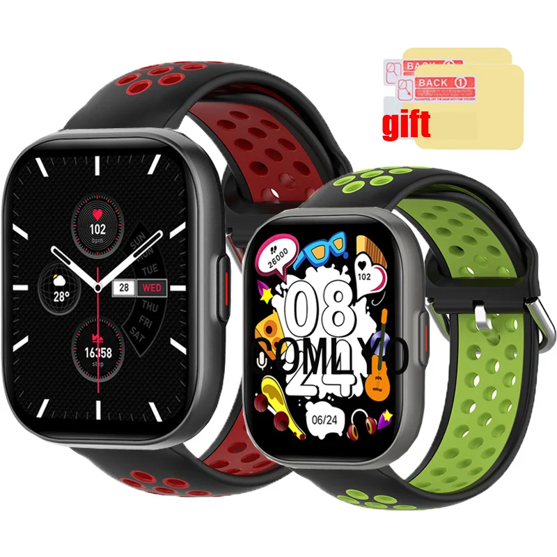 

Ремешок силиконовый для смарт-часов COLMI P68 P71, дышащий спортивный браслет, Защитная пленка для экрана для женщин и мужчин