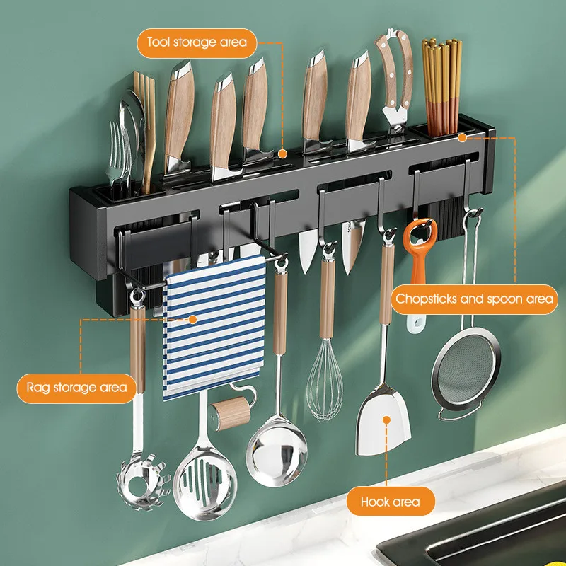 

Wall-mounted Kitchen Shelf Multifunction Chopstick Organizer Stainless Steel Kitchen Knife Storage Rack Holder Home Accessories