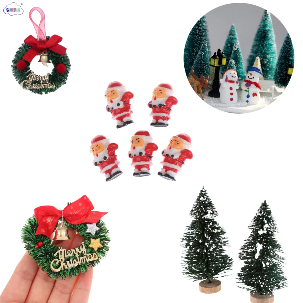 

1:6 1:12 Dollhouse Miniature Santa Claus Garland Christmas Tree Lamp Model DIY Doll Houses Christmas Decoration Accessories Toy