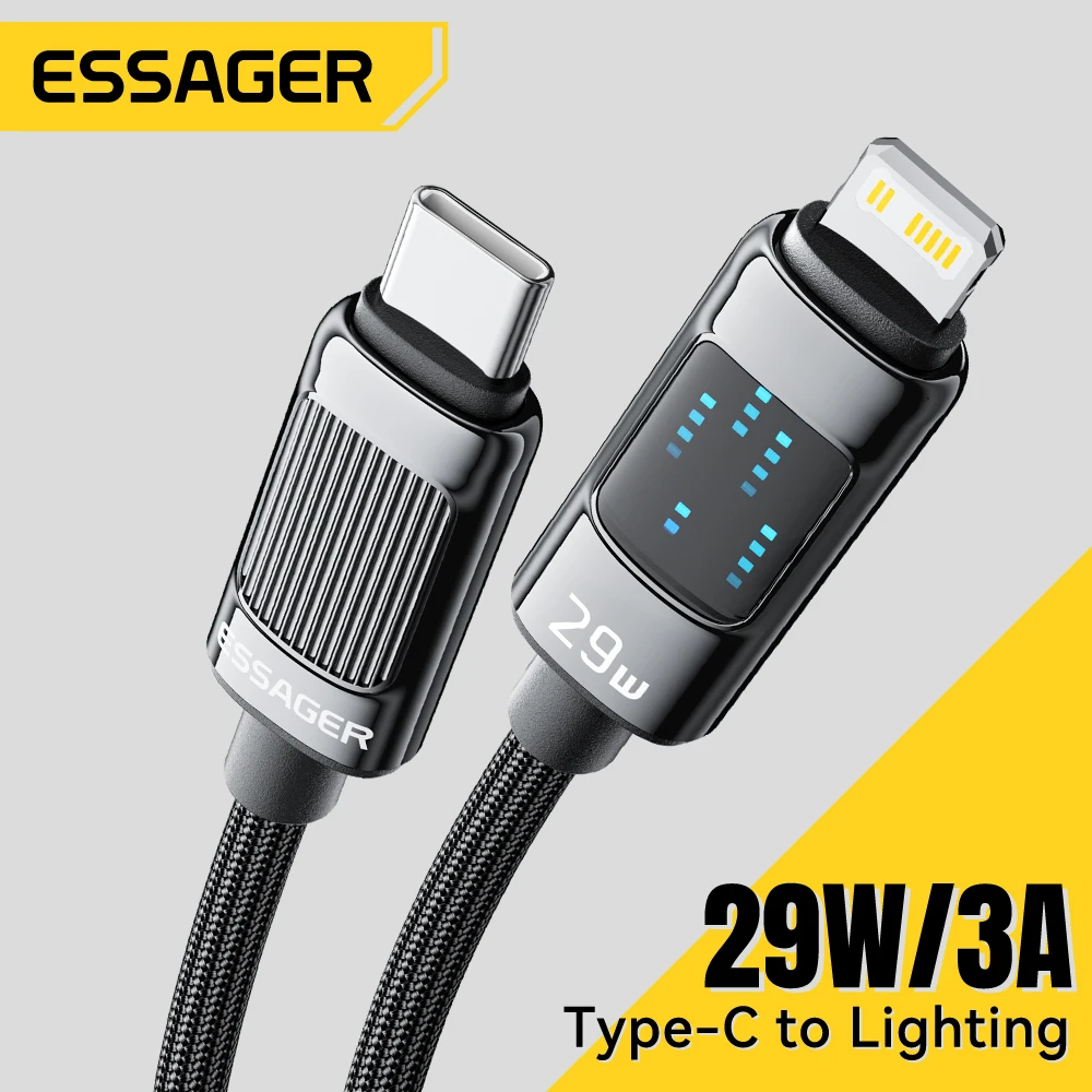 Кабель зарядный Essager с разъемами Type-C и Lightning 29 Вт