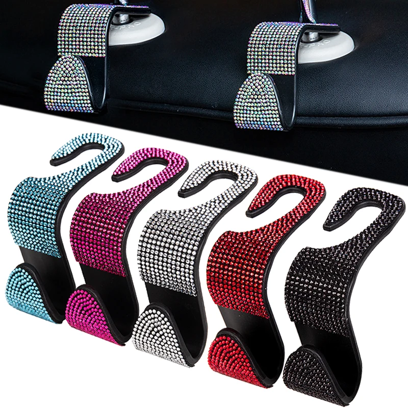 

Car Seat Back Hook Diamond Bling Rhinestones Hanger Auto Back Universal Headrest Mount Storage Holder Car Interior Accessories