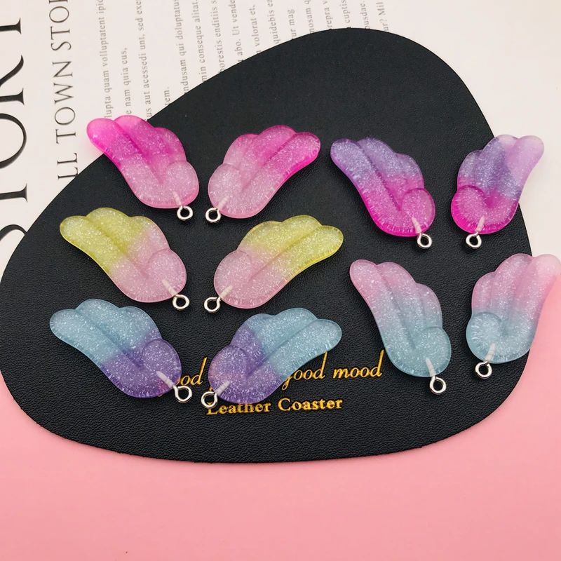 

10 шт. милые кавайные блестящие подвески в виде крыльев из смолы для сережек, скрапбукинга, изготовления своими руками, ожерелья, украшения, браслета