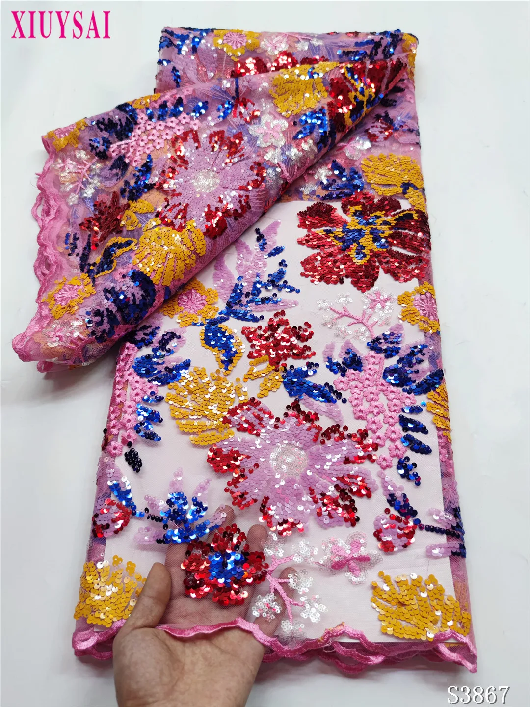 Роскошная розовая кружевная ткань с блестками по лучшей цене африканские